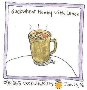 An illustration of a honey lemon drink